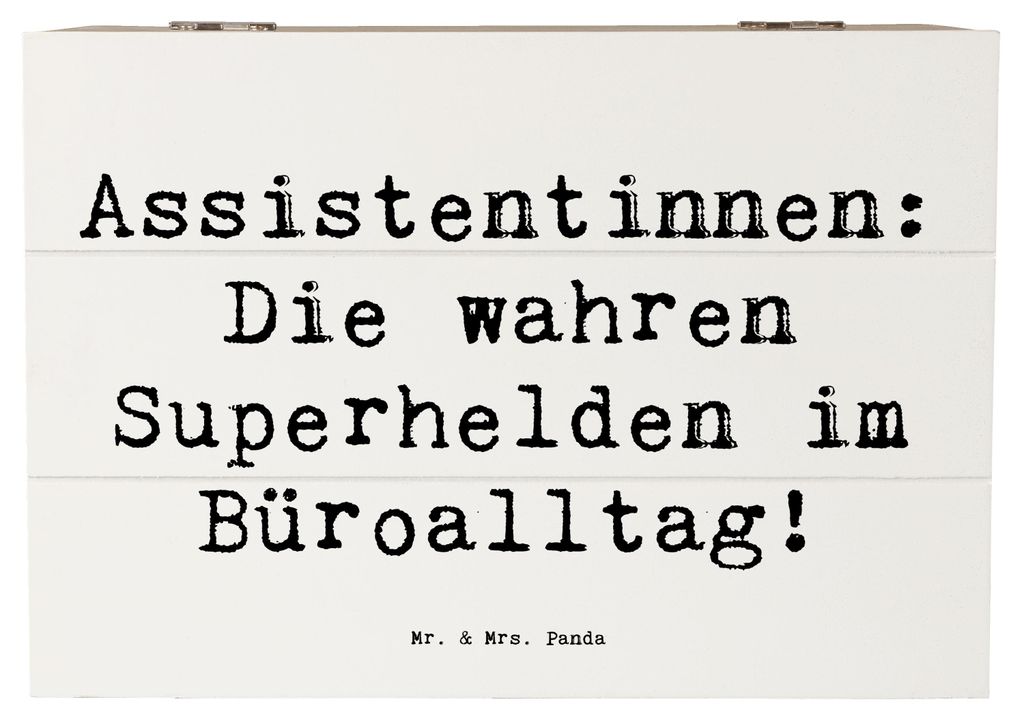 Mr. & Mrs. Panda Holzkiste Spruch Assistentin Heldin 22 x 15 cm - Weiß - Geschenk, Geschenke, Berufsgestaltung, Büroalltag, Accessoires, Kiste, N...