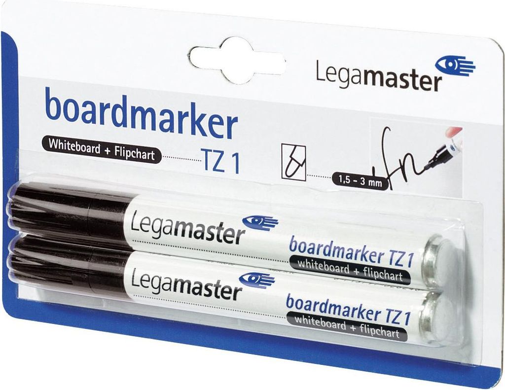 Legamaster 7-110001-2 Boardmarker TZ1, schwarz, im 2-Stück-Blister