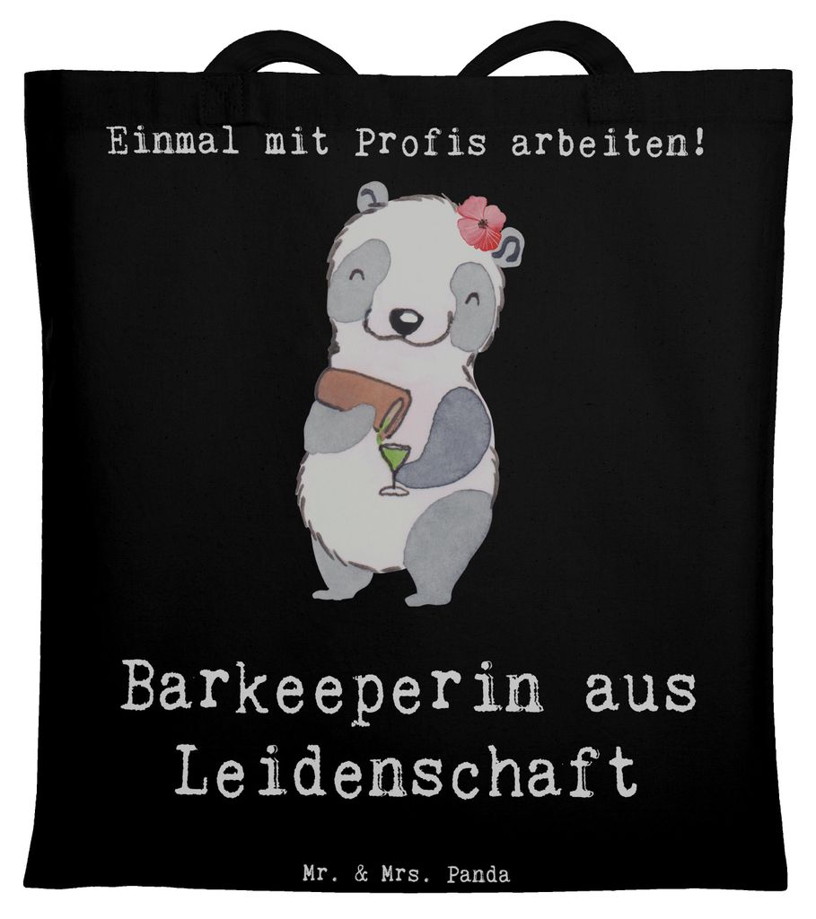 Mr. & Mrs. Panda Beutel Barkeeperin Leidenschaft - Schwarz - Geschenk, Bartender, Laptoptasche, Ausbildung, Kurs, Tote Bag, Jutebeutel, Shopping Ta...