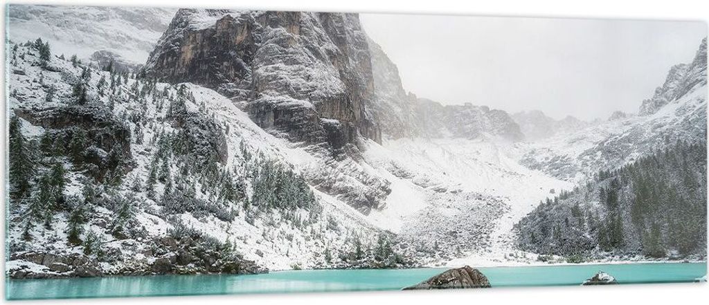Bilder auf glas - Einteilig - Berge See Schnee - 140x50cm - Glasbilder - Wandbilder - Bilder - zum Aufhängen bereit - Wanddekoration aus Glas - Gl...