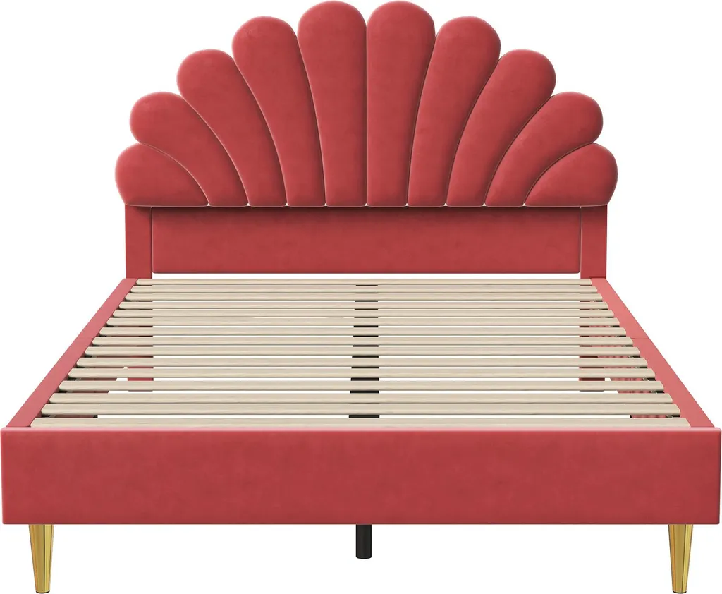 Aménager une Chambre Cosy : Lit Double 140x200 Velours Rouge et Lattes