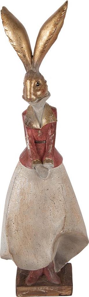 Clayre & Eef Dekorationsfigur Kaninchen 15x13x46 cm Goldfarbig Kunststoff