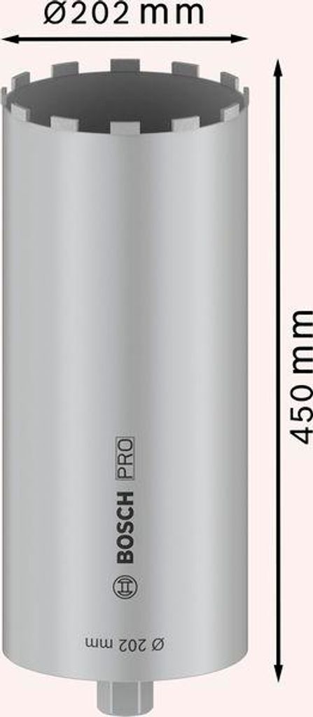 PRO Nassbohrkrone, 202 x 450 mm, G 1 1/4 Zoll UNC
