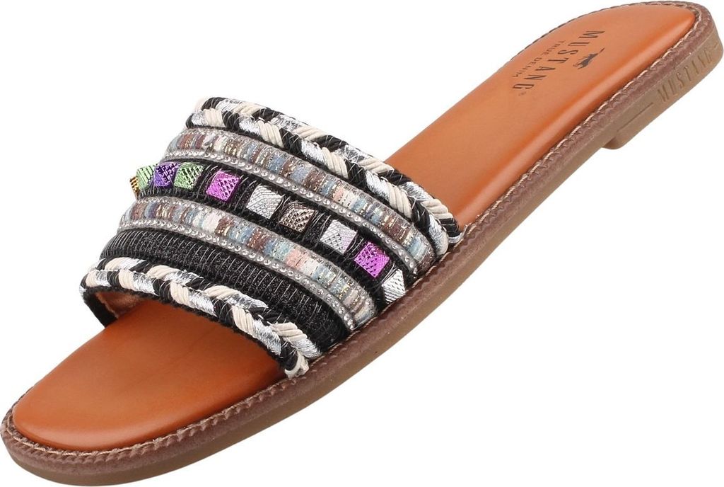 Mustang Damen Pantolette Schwarz/Multi