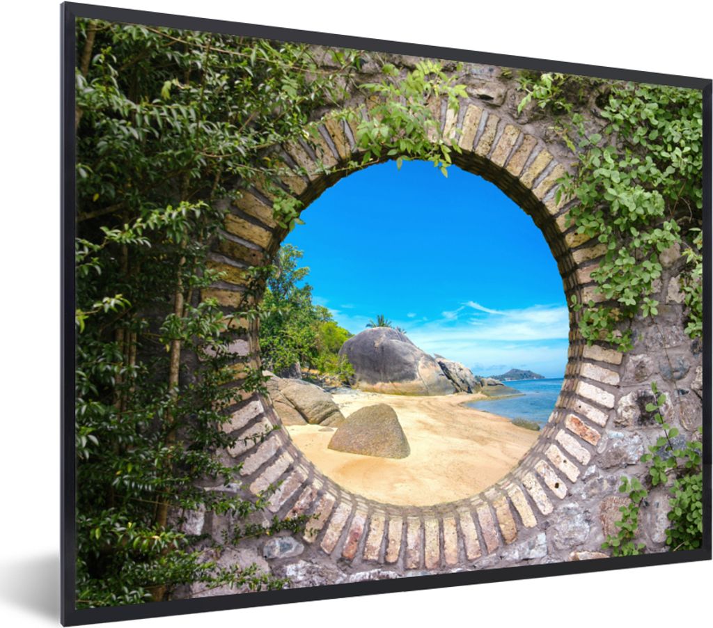 MuchoWow Gerahmtes Poster Sommer - Strand - Aussicht - Tropisch 40x30 cm - Poster mit Schwarzem Bilderrahmen Wandposter Rahmen Foto Bilder - Kuns...