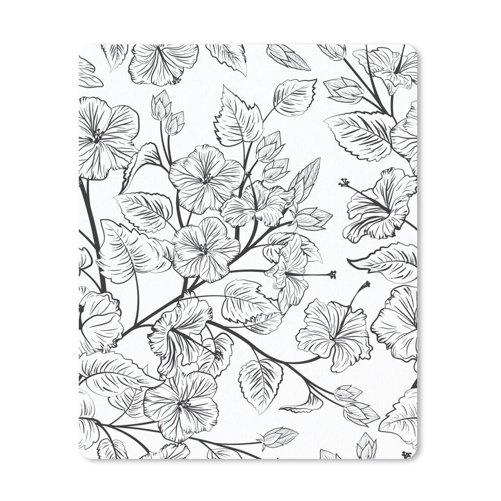 MuchoWow Mauspad Mousepad Eine schwarz-weiße Illustration eines Blumenmusters 30x40 cm - Mousepads - Maus Mat - Pad - Mausunterlage - Mausmatten