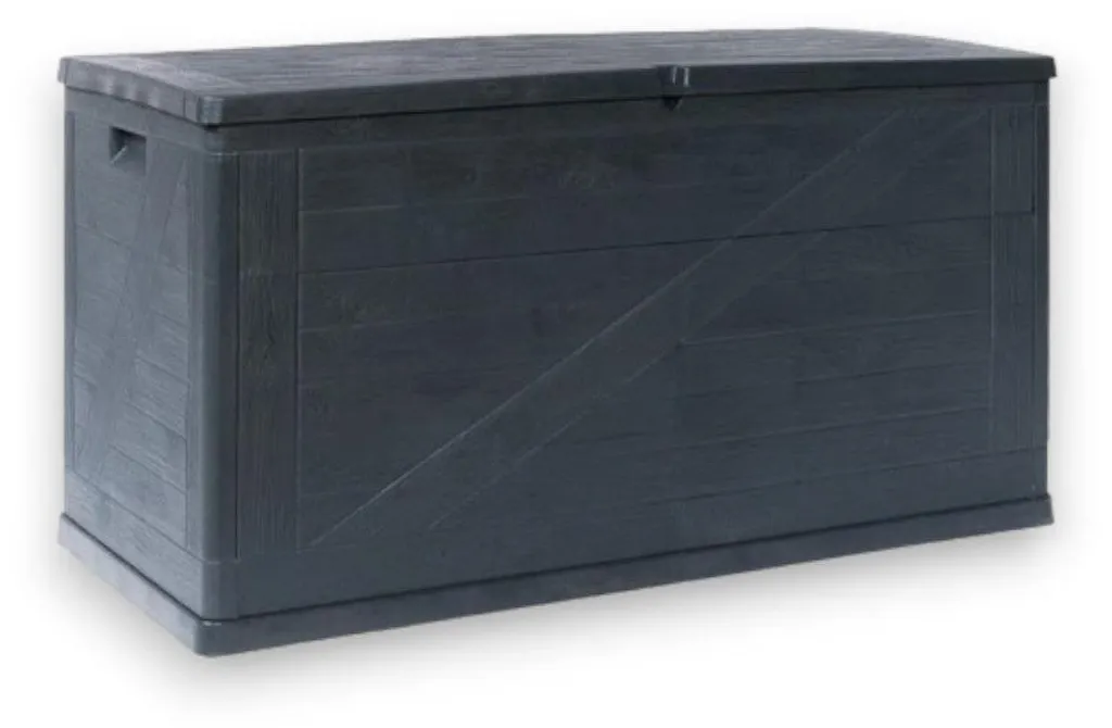 Coffre de jardin verrouillable 420L aspect bois résine anthracite