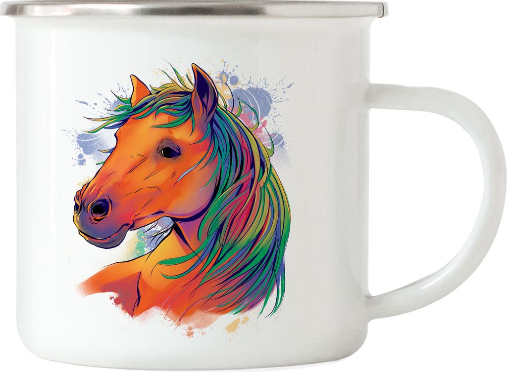 Pferd Emaille Tasse Hengst Pferde Pferdekopf Reiten Hobbie Tier Pferdeflüsterer Ausritt Pferdeliebhaber Reiterin