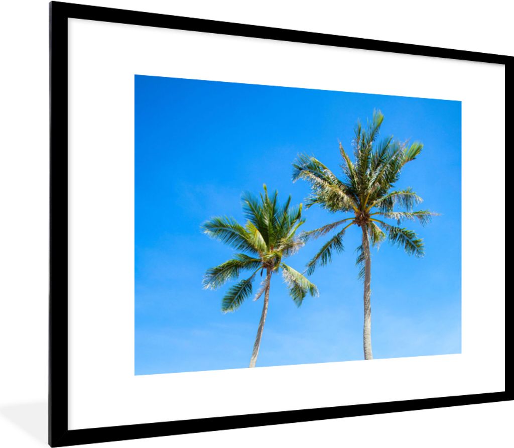 MuchoWow Gerahmtes Poster Palme - Sommer - Tropisch 80x60 cm - Poster mit Schwarzem Bilderrahmen Wandposter Rahmen Foto Bilder - Schlafzimmer-Dek...