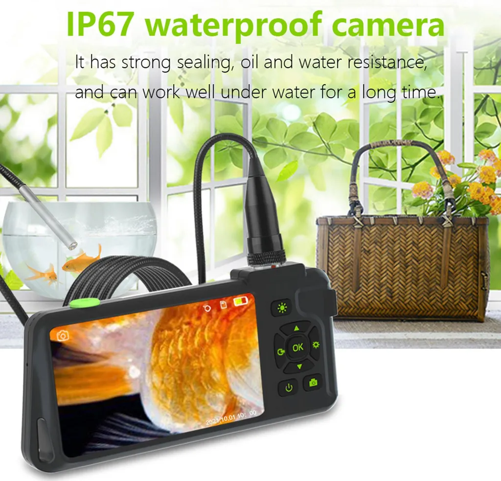 Endoscope industriel avec écran IPS 4,5 pouces et caméra serpent 1080P