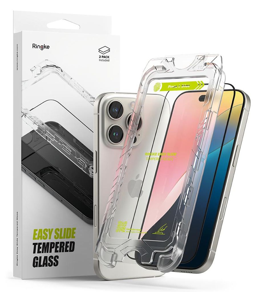 Szko Hartowane Ringke Easy Slide 2er-Pack Iphone 16 Pro Max Schwarz