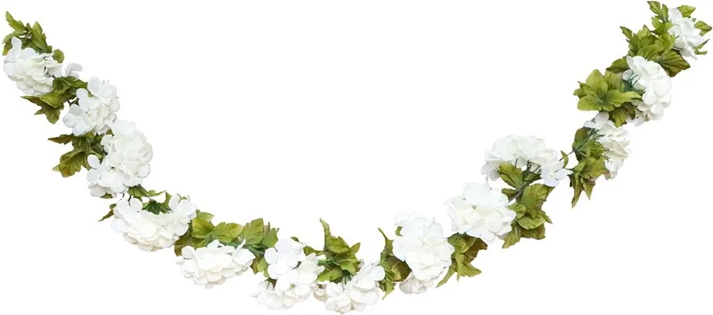 Guirlande Hortensia blanc 220 cm : Déco sans entretien pour intérieur chic