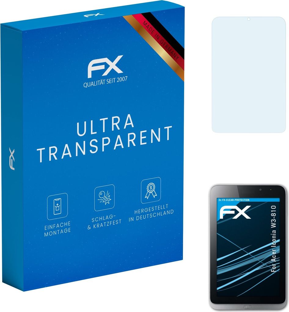 atFoliX FX-Clear 2x Schutzfolie kompatibel mit Acer Iconia W3-810 Displayschutzfolie