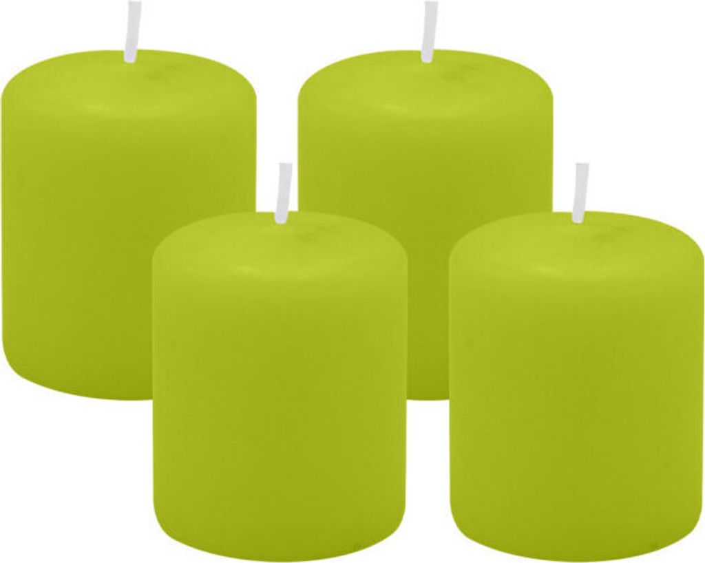 4er Set Adventskranzkerzen Lime Grün Ø 50 x 60 mm