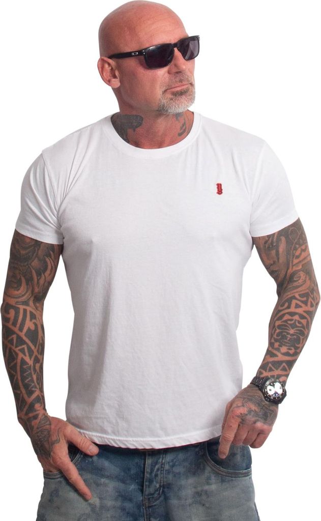 Yakuza Herren Plain Regular Basic T-Shirt, Weiß, 6XL