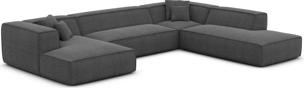 Strukturstoff U-Form XXL Lounge Wohnlandschaft Arelia Anthrazit Links