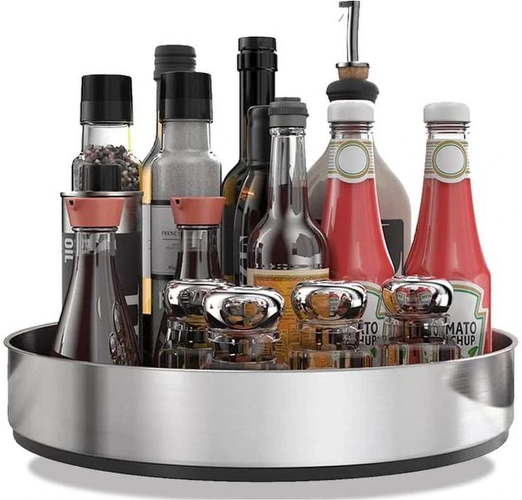 Unyqoos Draaibares Küchen- und Haushaltsorganizer aus Edelstahl, 20 cm drehbar für Gewürze und mehr