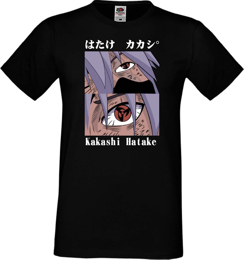 Herren T-Shirt Japan Manga Animation Comics Naruto Kakashi Hatake Sharingan Var-036 Kakashi Sharingan, Man 5XL / Schwarz