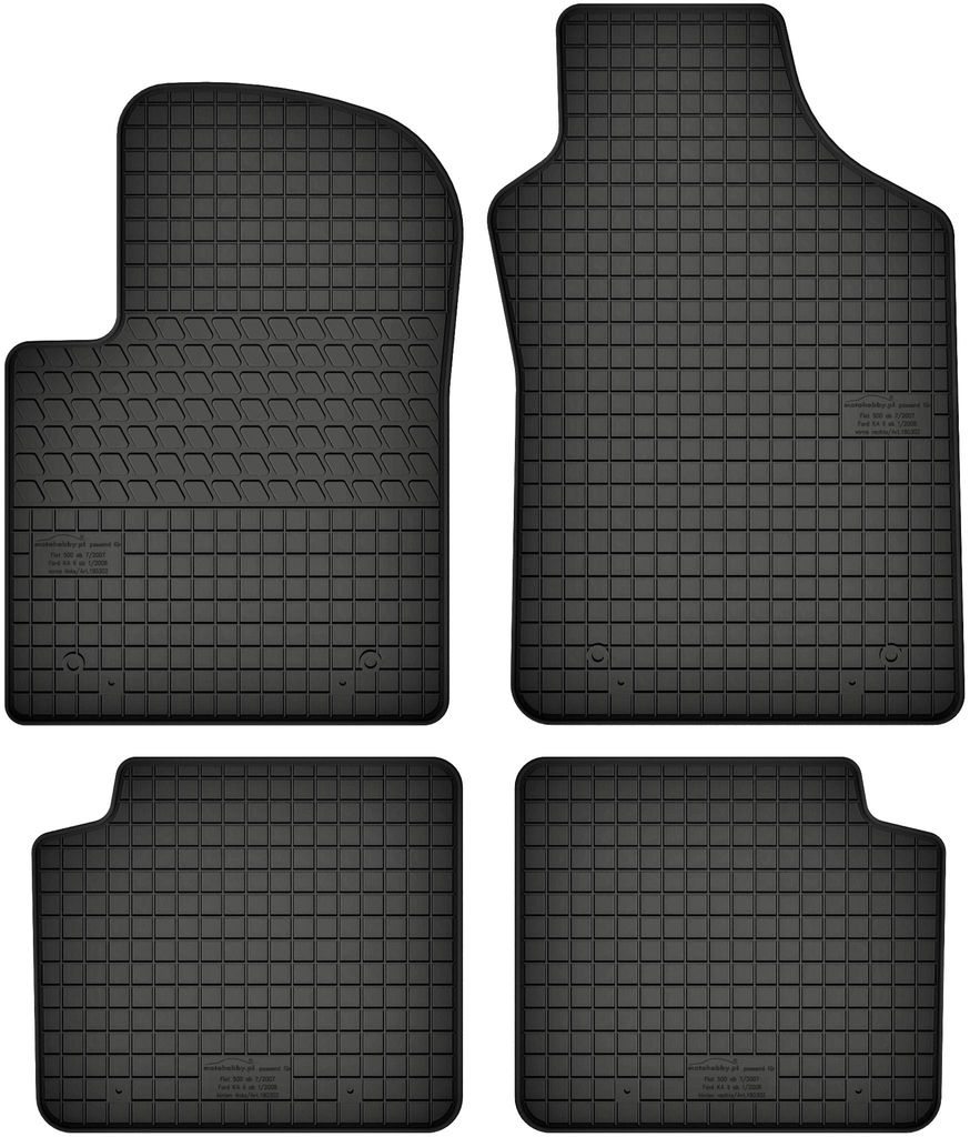 Gummimatten passend für FIAT 500 (ab 2007) Gummi Fußmatten Satz Schwarz + Stopper