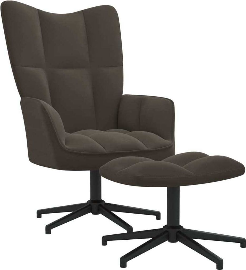 Relaxsessel mit Hocker Dunkelgrau Samt