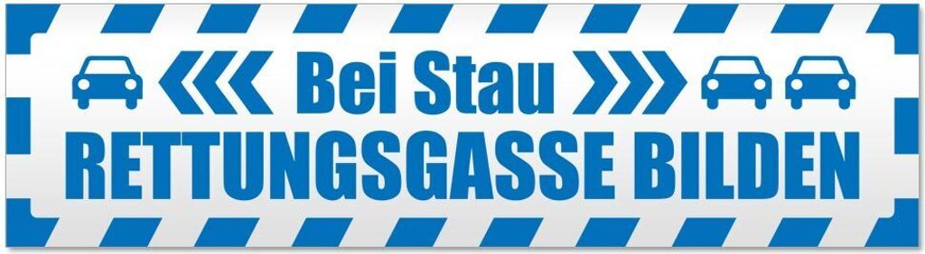Kiwistar Rettungsgasse Stau gestreift Magnetschild Schild magnetisch - 60cm Blau - Magnetfolie für Auto PKW Kfz