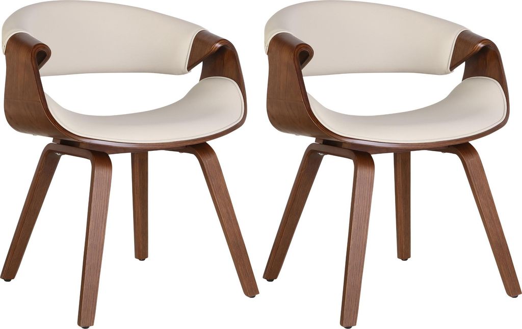 2er Set Esszimmerstuhl VIZON - Kunstleder Eiche/creme 62x52x76 cm | Essstühle Esszimmerstühle Küchenstühle Wohnzimmerstühle