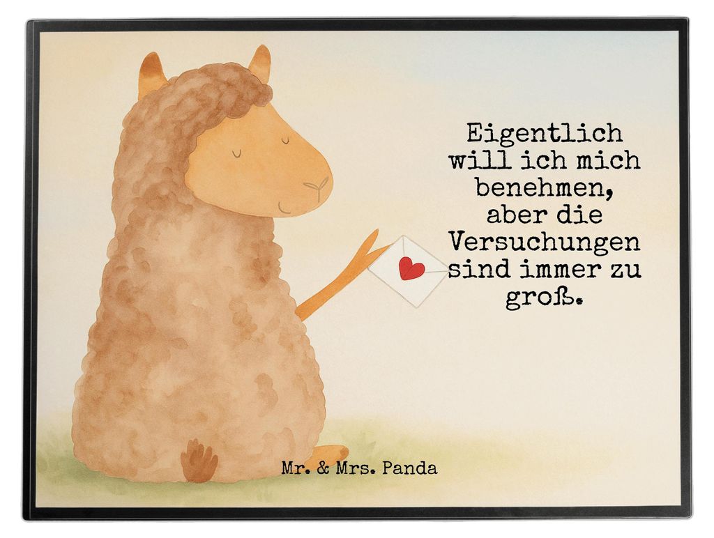 Mr. & Mrs. Panda schreibtischunterlage Alpaka Fahne Design - Weiß - Geschenk, Schreibunterlage, bastelunterlage, Lamas, Lama, Liebe, Alpakas, tisc...