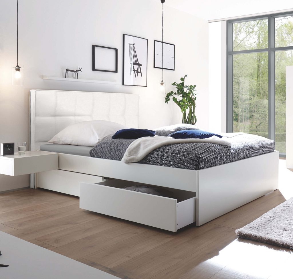 HASENA Stauraumbett Otello weiß deckend Kunstleder white 160x200