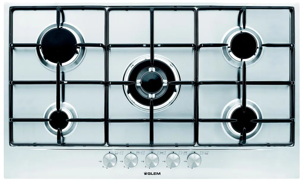 Table de Cuisson Gaz XL 90 cm Glem Gas GT955IX en Acier Inoxydable 5 Feux