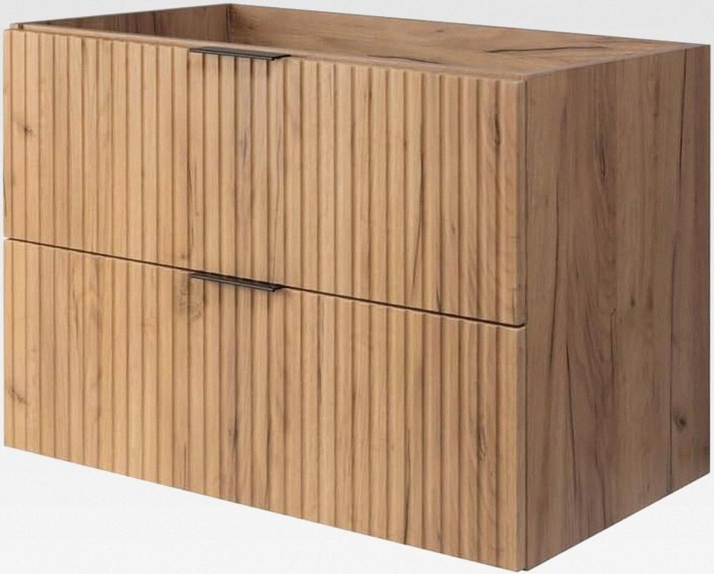 RODAN - Unterschränke fürs Bad 80 cm Eiche Craft Gold - Waschbeckenunterschrank - Unterschrank Waschbecken mit Zwei leise schließenden Schublade...