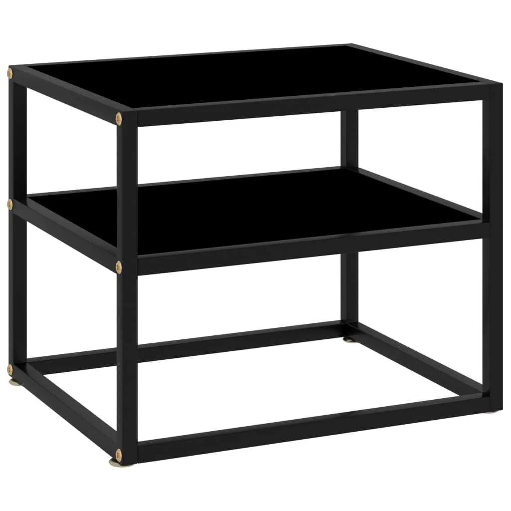 Tavolo Consolle Nero Design 50x40x40 Vetro Temperato Moderno