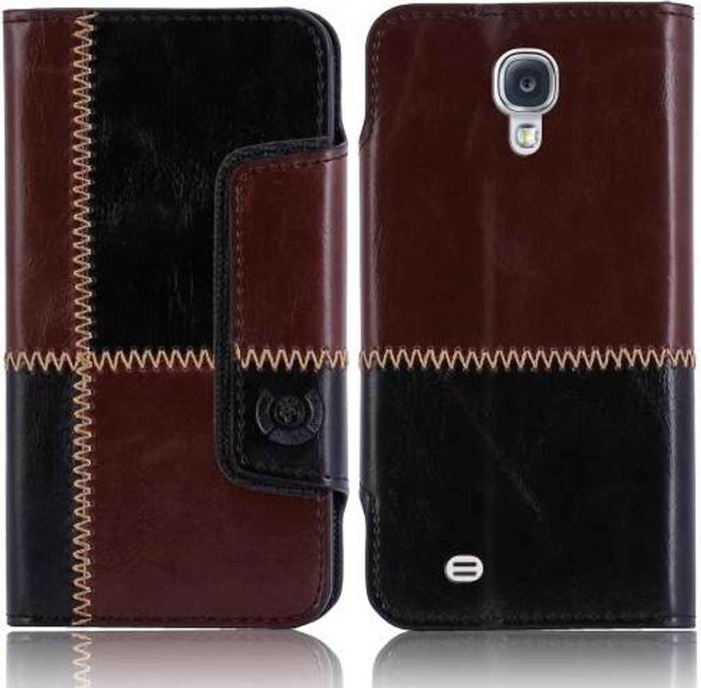 Samsung Galaxy S4 mini (i9190) (i9195) numia Bookstyle Nahtmuster Schwarz-Braun