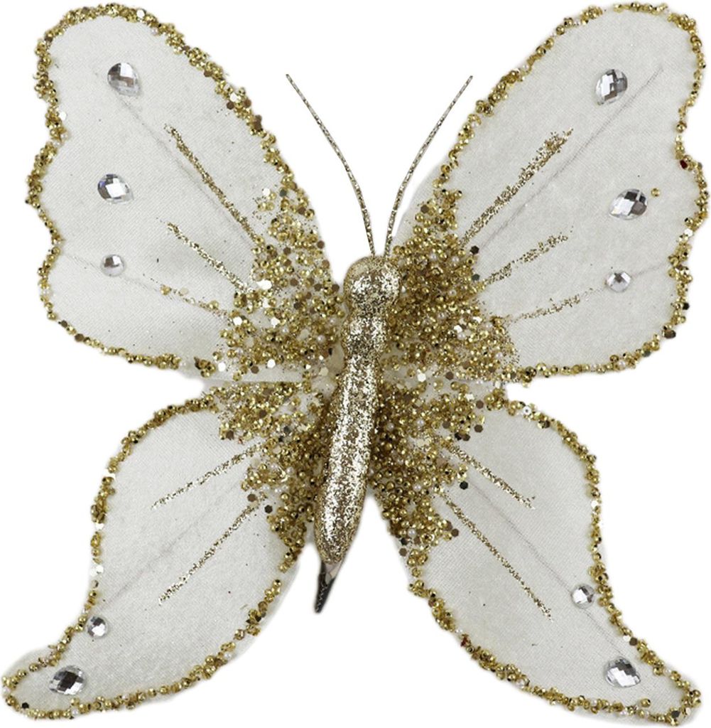 Stoff-Glitzer-Schmetterlings-Ornament, künstlicher Schmetterling, Weihnachtsbaum-Hängedekoration für Decken-, Wand-, Baum-, Kranz-Dekoration