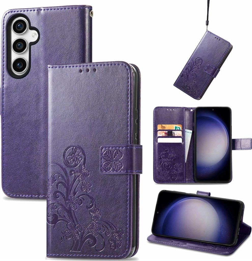 Mobigear Clover Samsung Galaxy S23 FE Hülle Klapphülle Geldbörse - Lila