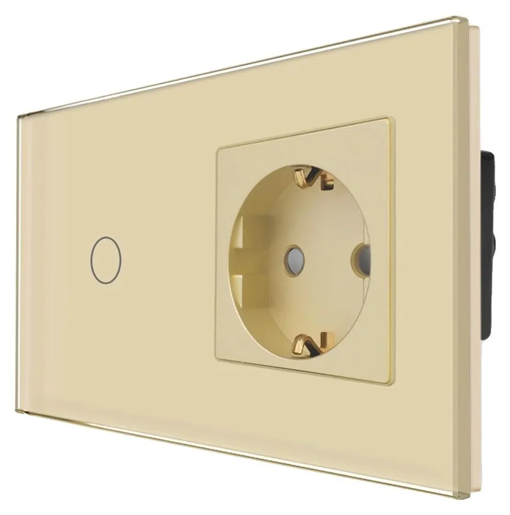 Interrupteur tactile 1 voie doré en cristal anti-rayures et sécurisé