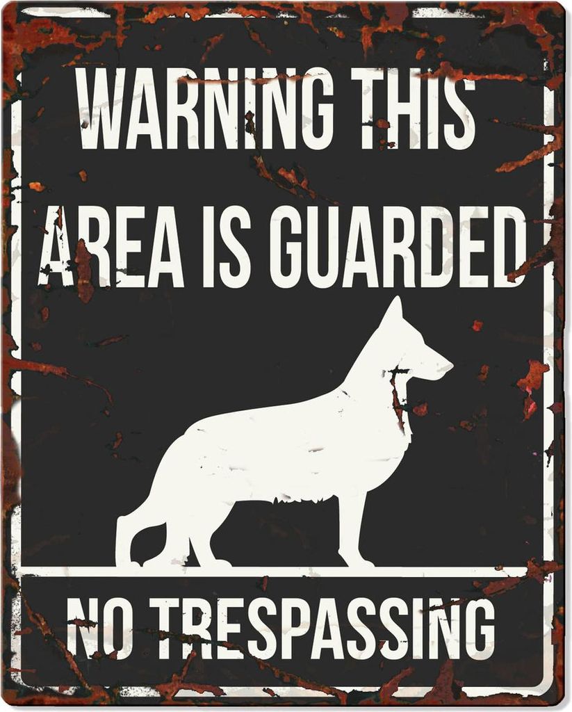 D&D Warnschild Square Deutscher Schäferhund Englisch schwarz