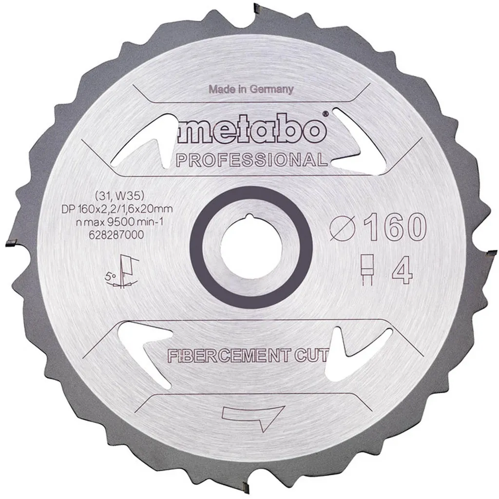 Lame 160x20 FibercementCutProf 4DFZ pour découpe nette sans éclats