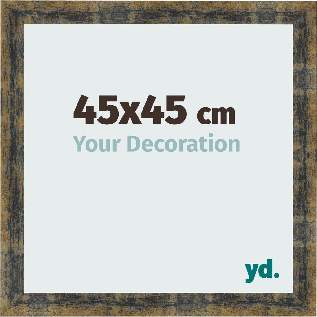 Bilderrahmen, 45x45 cm, Blau Gold Meliert, MDF, Pisa