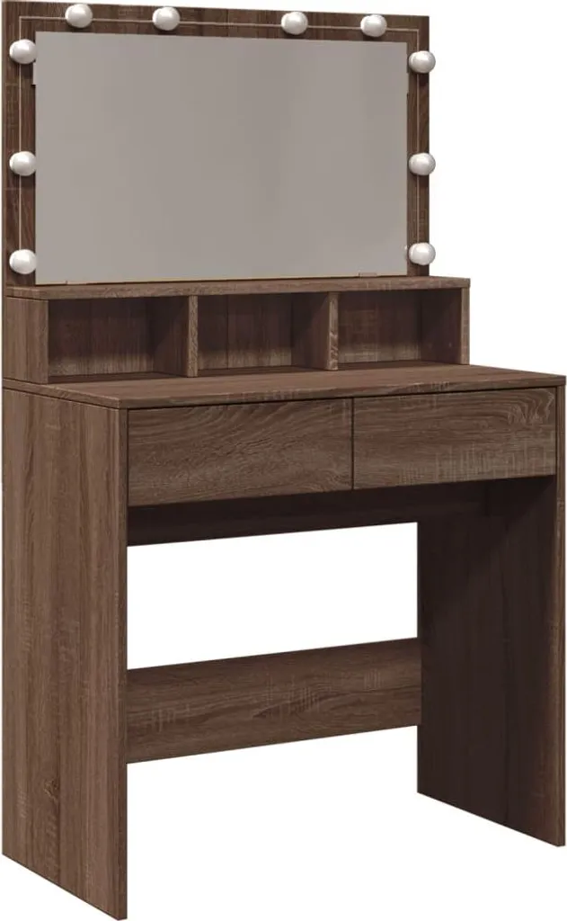 Tavolino da Trucco 80x41cm vidaXL LED Rovere Marrone | Idea Regalo