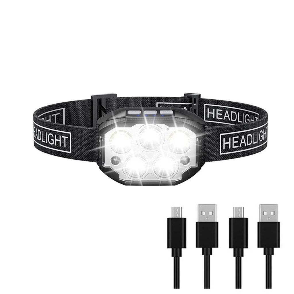 Wiederaufladbare LED Stirnlampe – 12 Lichtmodi mit Bewegungssensor, 1200 Lumen, IP65 Wasserdicht, Rotlicht, USB Stirnleuchte