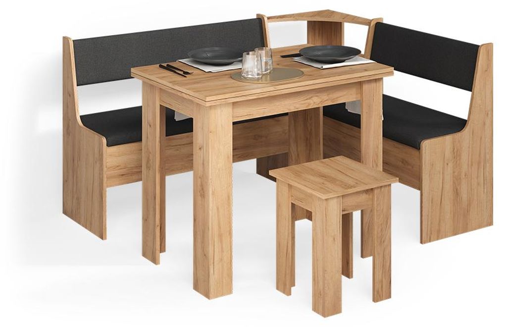 Eckbankgruppe Livinity Tiberio Goldkraft Eiche 150 x 120 cm mit Tisch, Model 58774