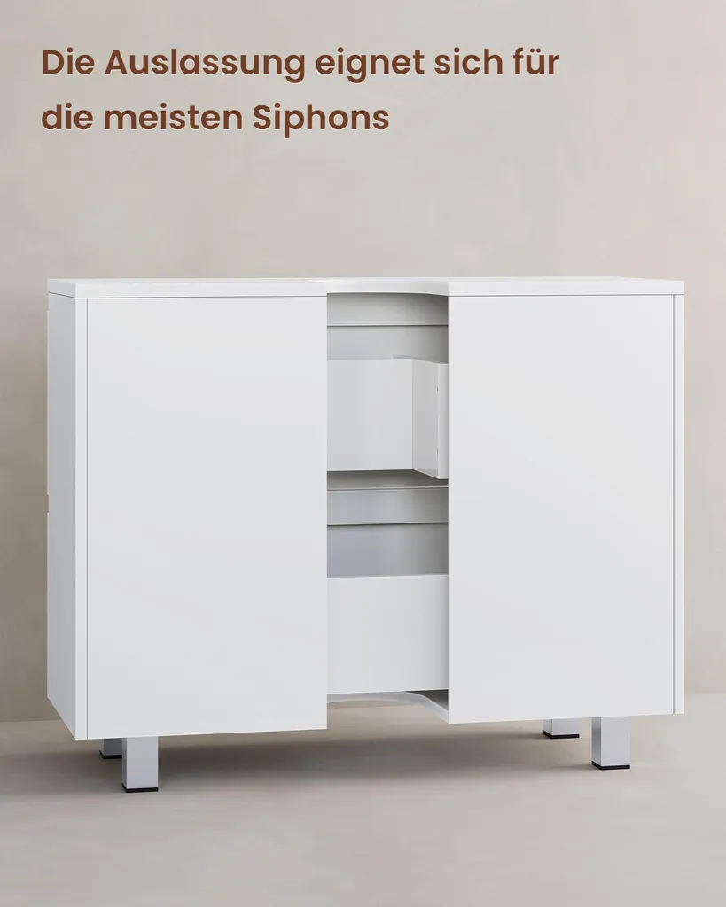 Aménager sa salle de bain : meuble sous lavabo 80cm blanc 2 tiroirs - 4