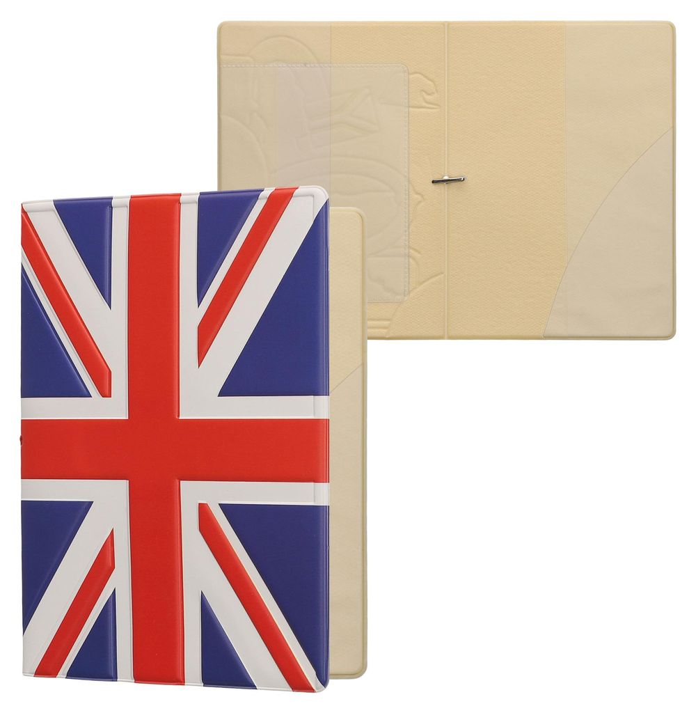 kwmobile Reisepass Kunststoff Schutzhülle - Ausweis Hülle Impfpass Schutz - Cover Reisepasshülle Ausweishülle - Retro Flagge Großbritannien