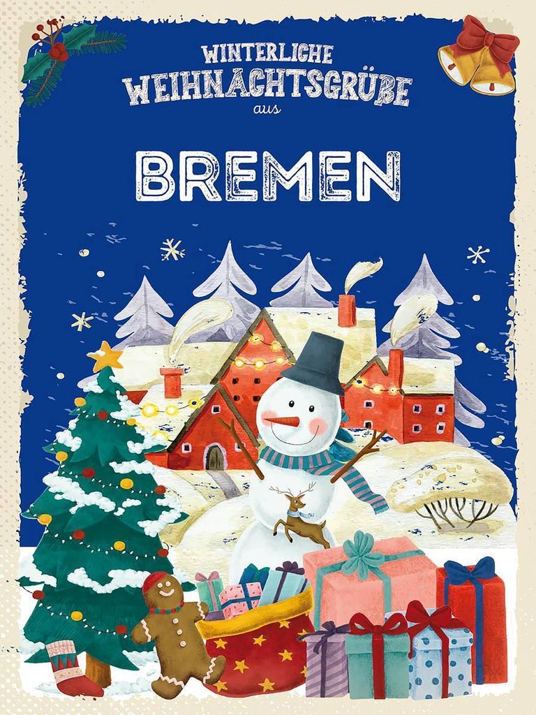 vianmo Holzschild 40x30 cm Weihnachtsgrüße aus BREMEN