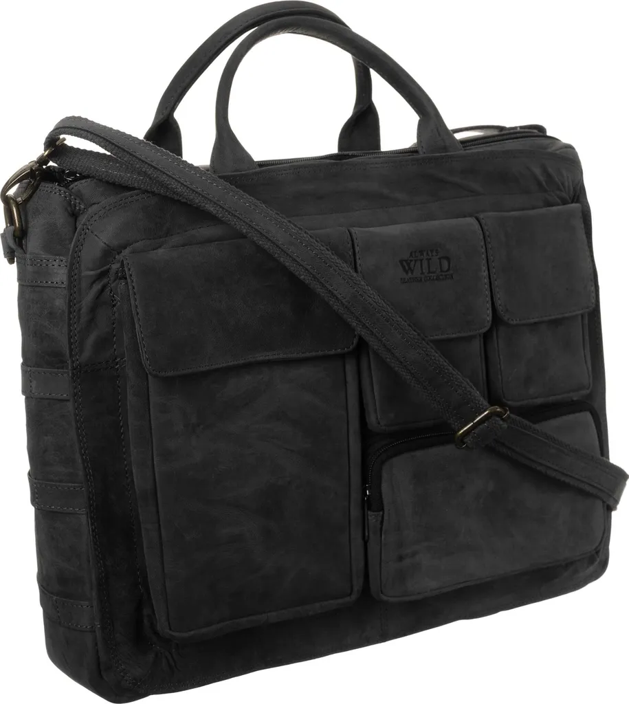 Borsa Porta PC in Pelle Vintage con Tasche | Vera Pelle Artigianale