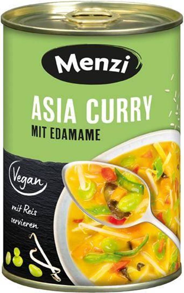 Menzi Asia Curry mit Edamame 400 G Dose Vegan Laktosefrei Ausgewogen, würzig