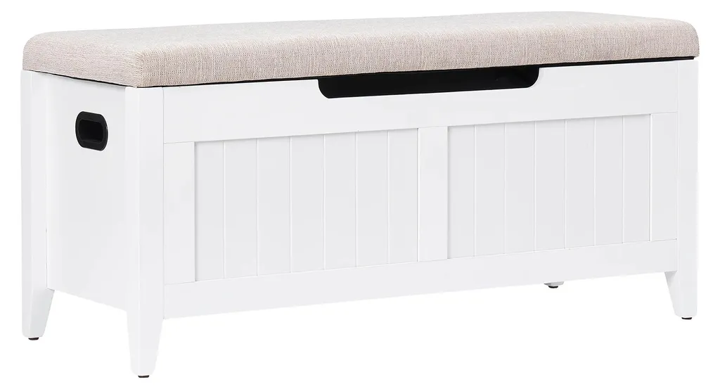 Banc de rangement blanc avec assise confort - Coffre multi-usage 75L