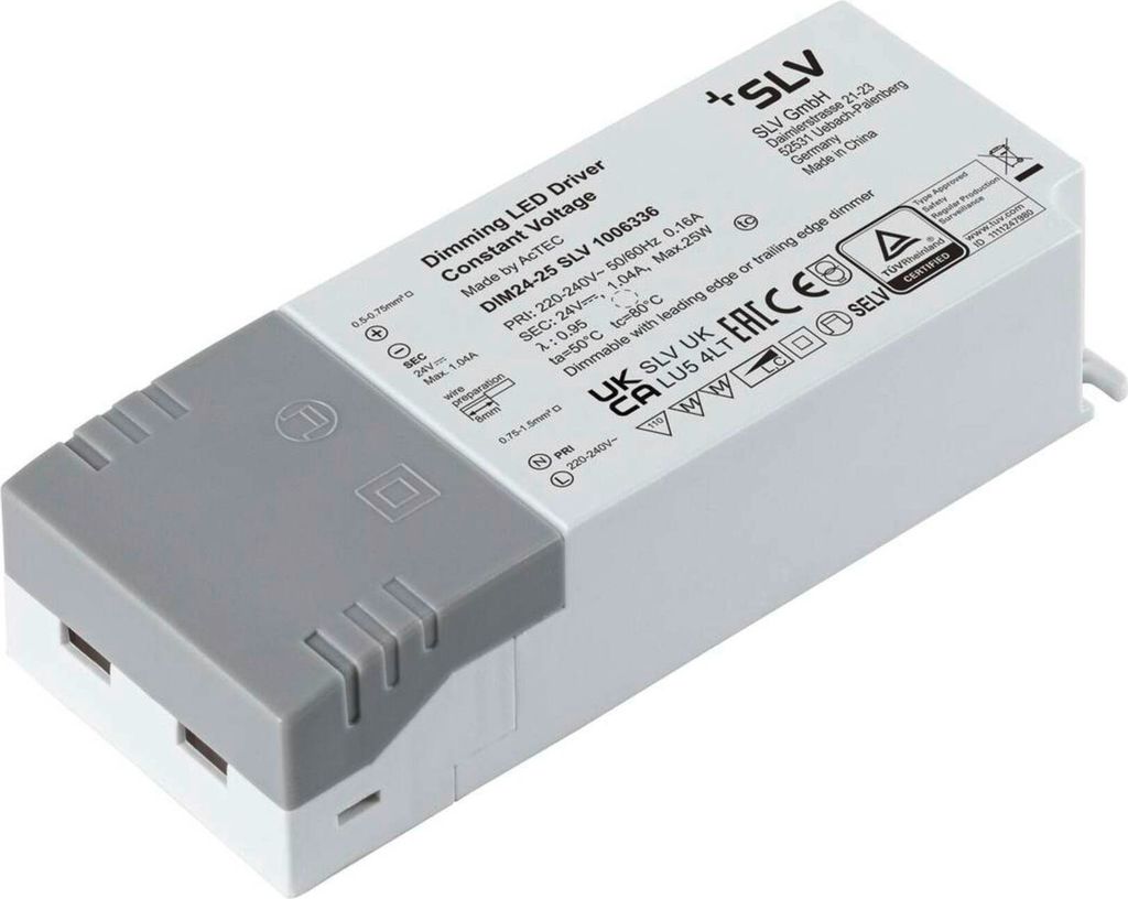 SLV 1006336 LED Netzteil, 25W 24V LED Netzteil weiß Dimmbar Produktbild 