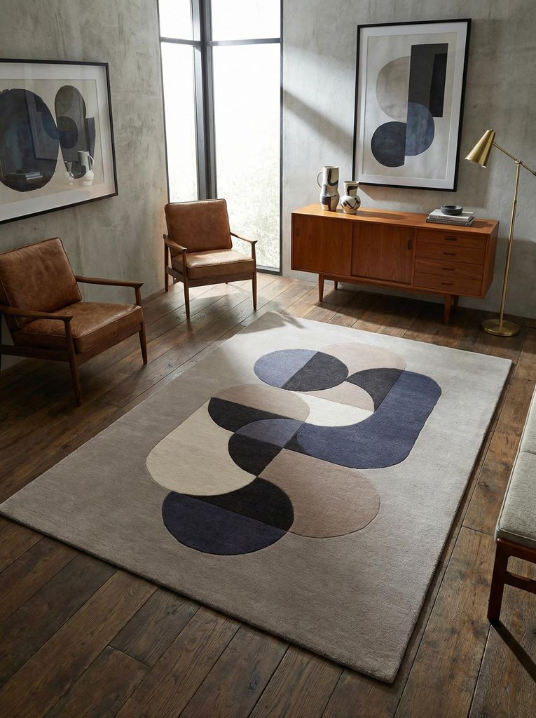 Teppich Wolle Weich | Schlafzimmerteppich Florhöhe 1,1cm | Fußbodenbelag Wärmeisolierend | Modernes Muster | Hellgrau 120x170cm | Hull-Beverley ...