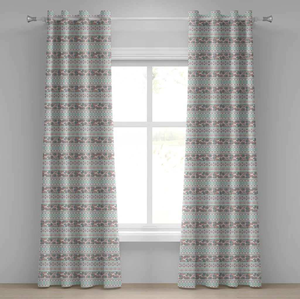 Paire de rideaux décoratifs 2 panneaux imprimé ethnique 280x245 cm